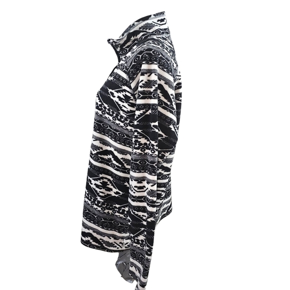 Eddie Bauer Tribal Print Midweight Quarter Zip Fleece Top In XL - Picture 4 of 7